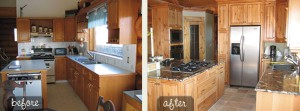 log home exterior before and after